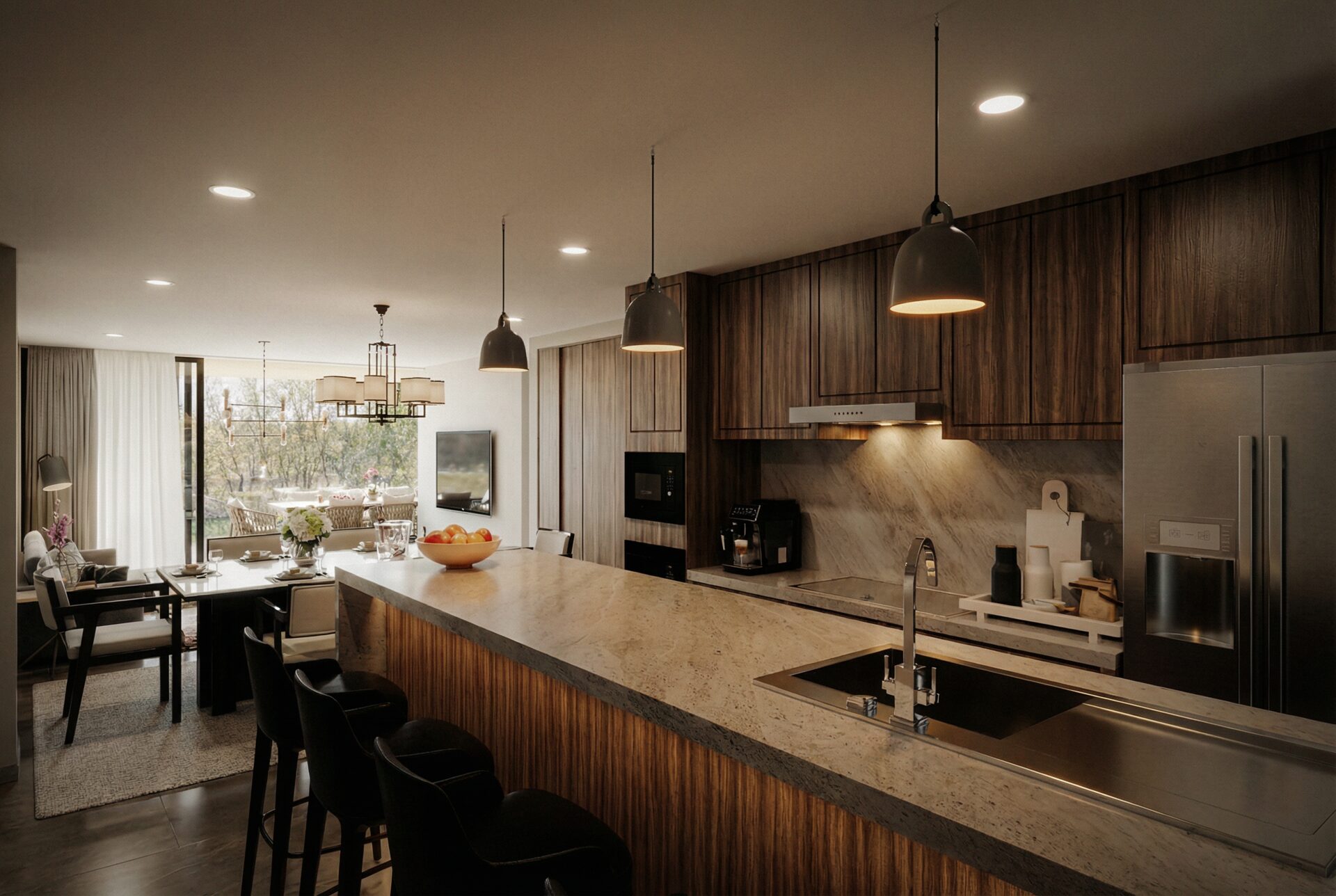 Cocina premium con isla y sala-comedor